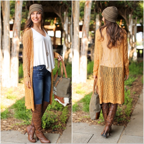 ✨LAST ONE✨Mustard Knit Duster Cardigan - Picture 4 of 4